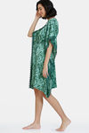 Zivame Artsy Leaves Woven Knee Length Nightdress - Greener Pasture — thumbnail 2